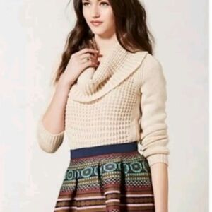 Anthropologie Angel Of The North Waffle Knit Cowl Neck Sweater